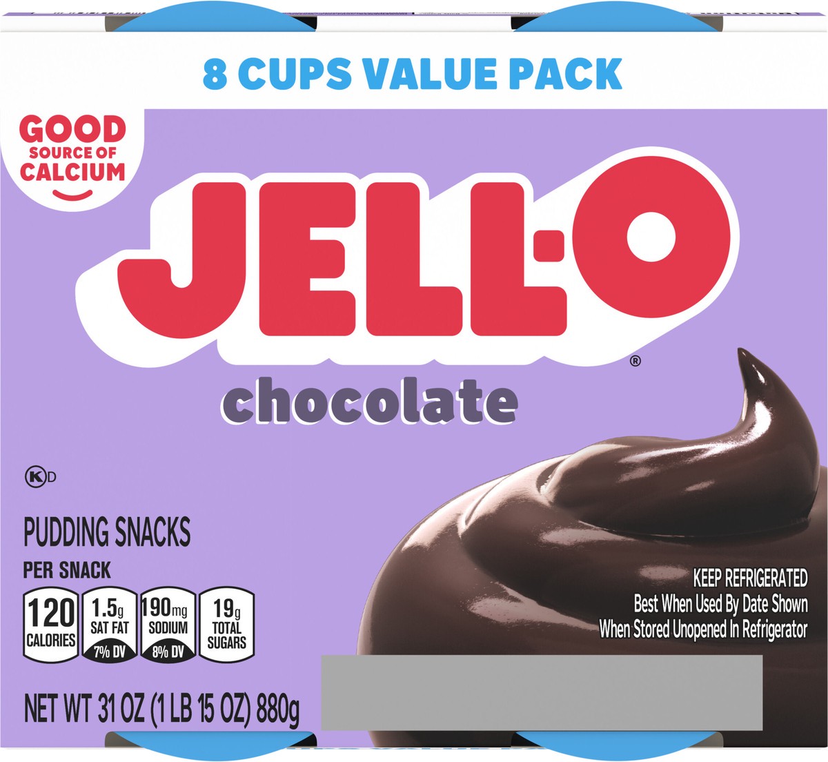 slide 2 of 9, Jell-O Original Chocolate Ready-to-Eat Pudding Snack Cups Value Pack, 8 ct Cups, 8 ct