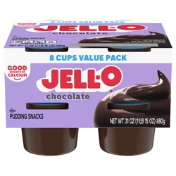 Jell-O Original Chocolate Ready-to-Eat Pudding Snack Cups Value Pack, 8 ct Cups