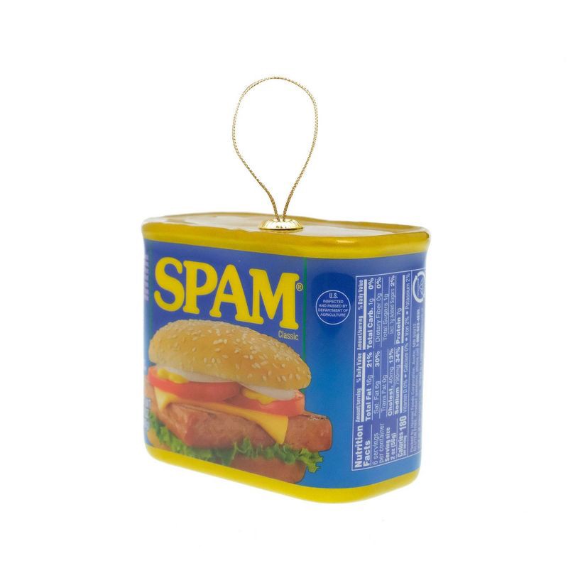 slide 2 of 3, SPAM Decoupage Christmas Tree Ornament: Durable, Lightweight, Indoor Decoration, 6" Height, 1 ct