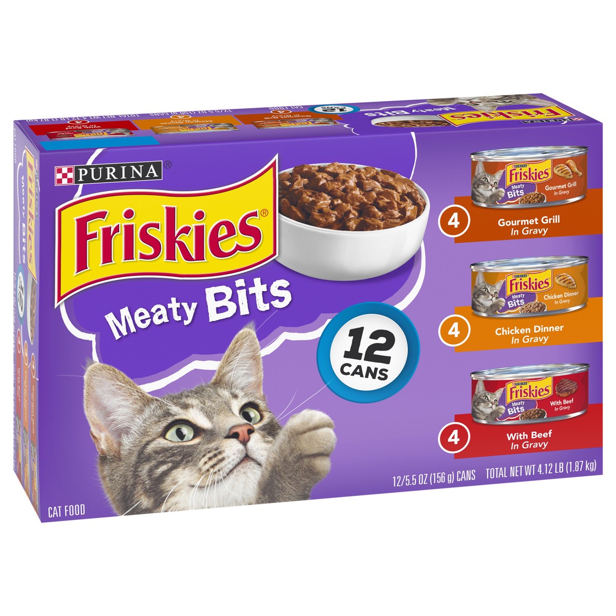 slide 8 of 9, Friskies Purina Friskies Gravy Wet Cat Food Variety Pack, Meaty Bits, 4.12 lb