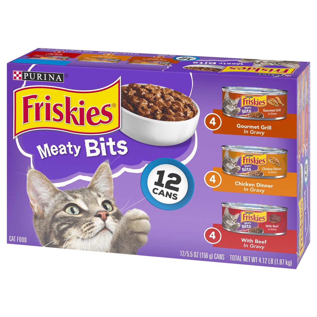 slide 6 of 9, Friskies Purina Friskies Gravy Wet Cat Food Variety Pack, Meaty Bits, 4.12 lb