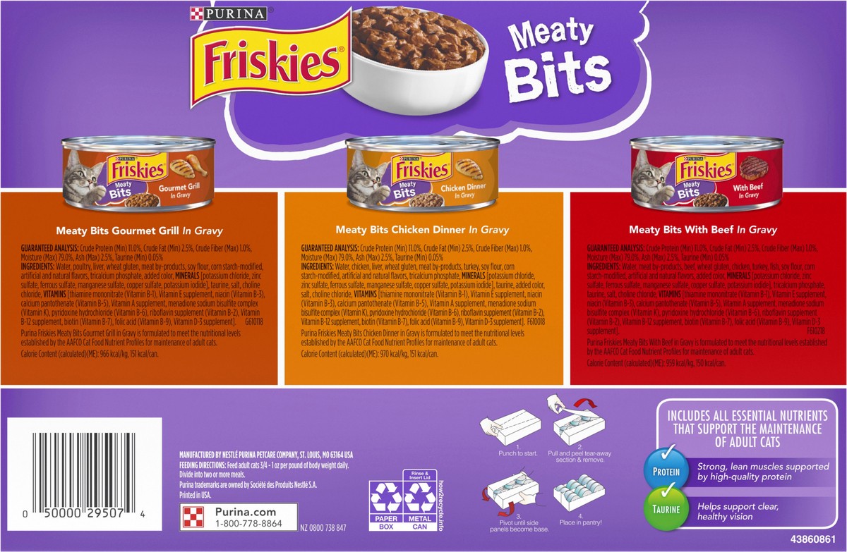 slide 2 of 9, Friskies Purina Friskies Gravy Wet Cat Food Variety Pack, Meaty Bits, 4.12 lb