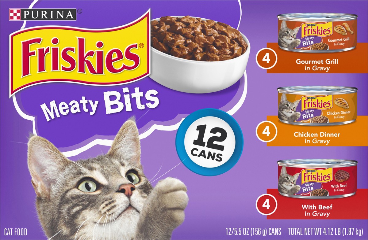 slide 9 of 9, Friskies Purina Friskies Gravy Wet Cat Food Variety Pack, Meaty Bits, 4.12 lb