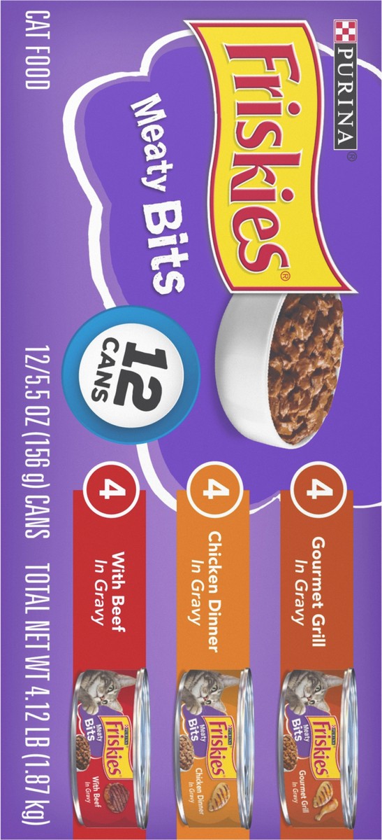 slide 5 of 9, Friskies Purina Friskies Gravy Wet Cat Food Variety Pack, Meaty Bits, 4.12 lb