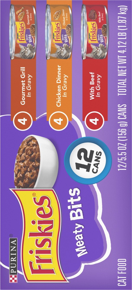 slide 3 of 9, Friskies Purina Friskies Gravy Wet Cat Food Variety Pack, Meaty Bits, 4.12 lb