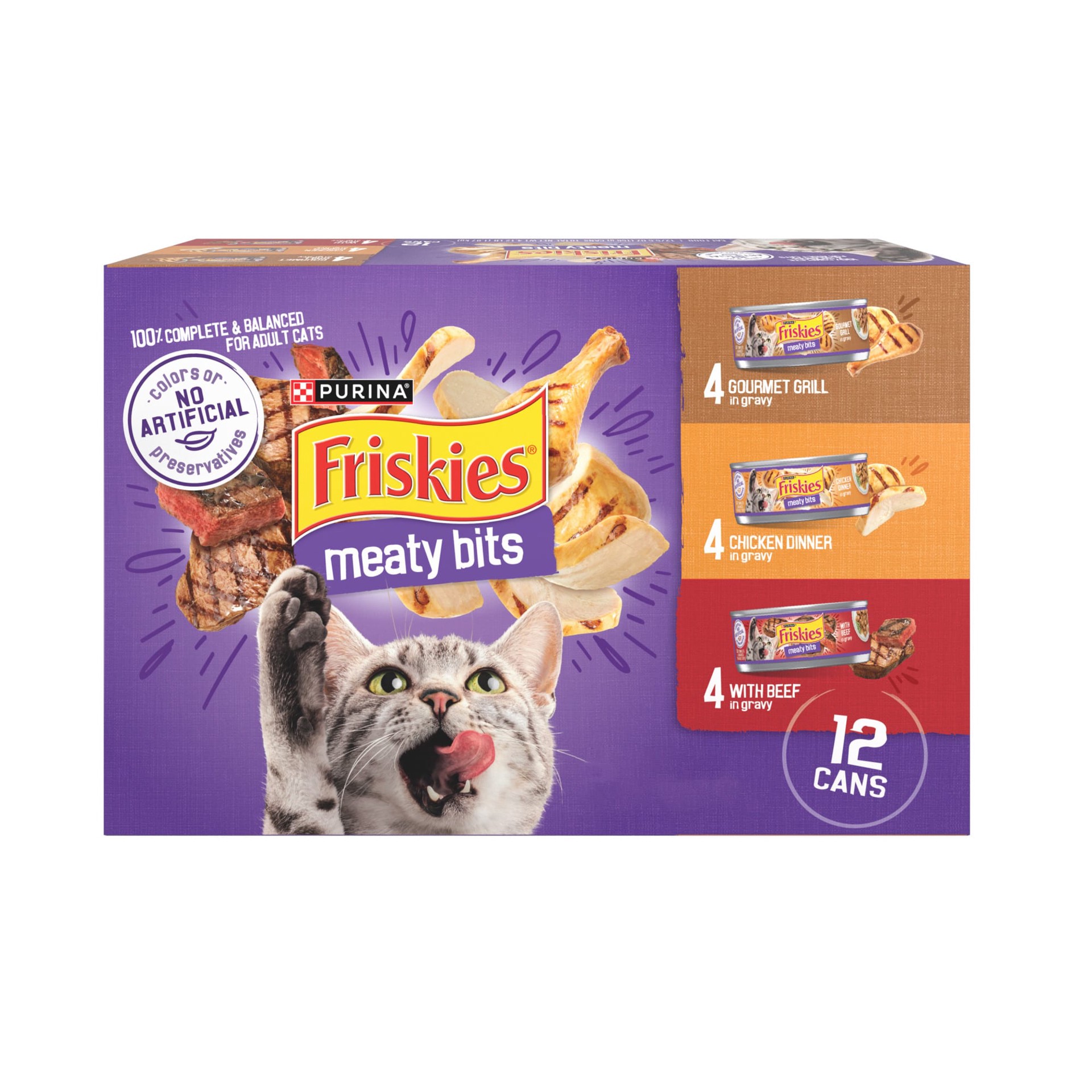 slide 1 of 9, Friskies Purina Friskies Gravy Wet Cat Food Variety Pack, Meaty Bits, 4.12 lb