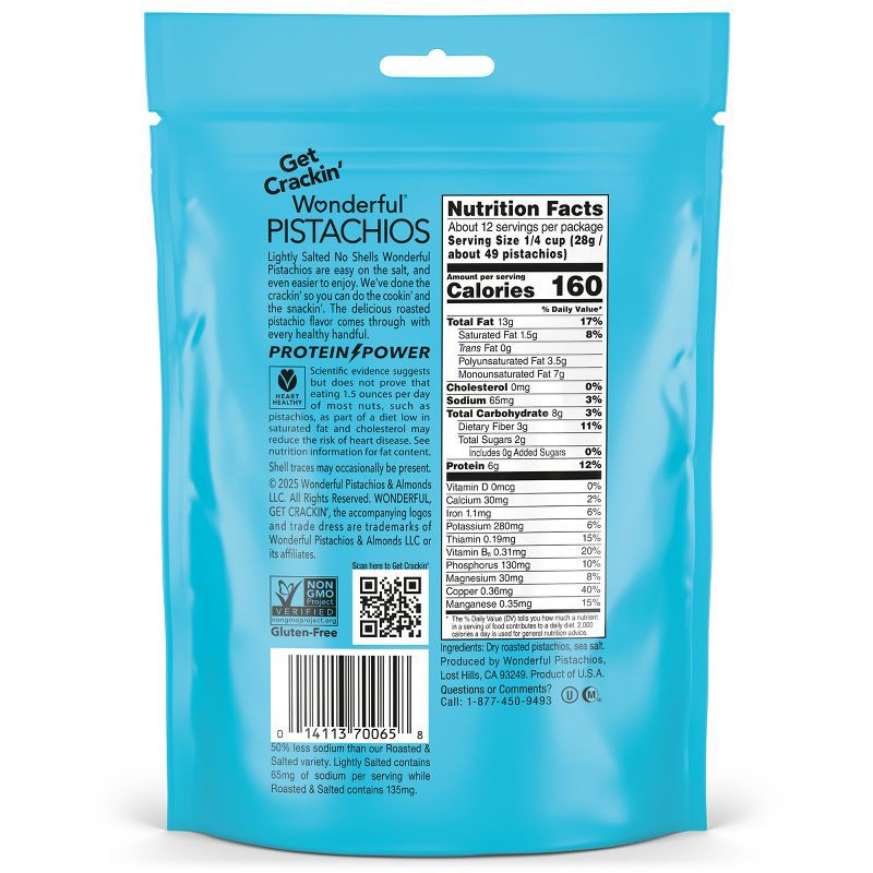 slide 7 of 8, Wonderful Roasted Light Salt No Shells Pistachios - 12oz, 12 oz
