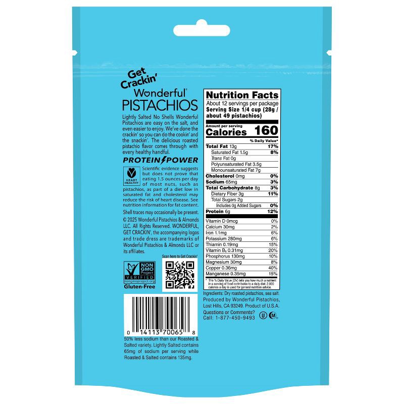 slide 7 of 8, Wonderful Roasted Light Salt No Shells Pistachios - 12oz, 12 oz