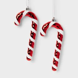 2ct Candy Cane Christmas Tree Ornament Set Red/White - Wondershop™