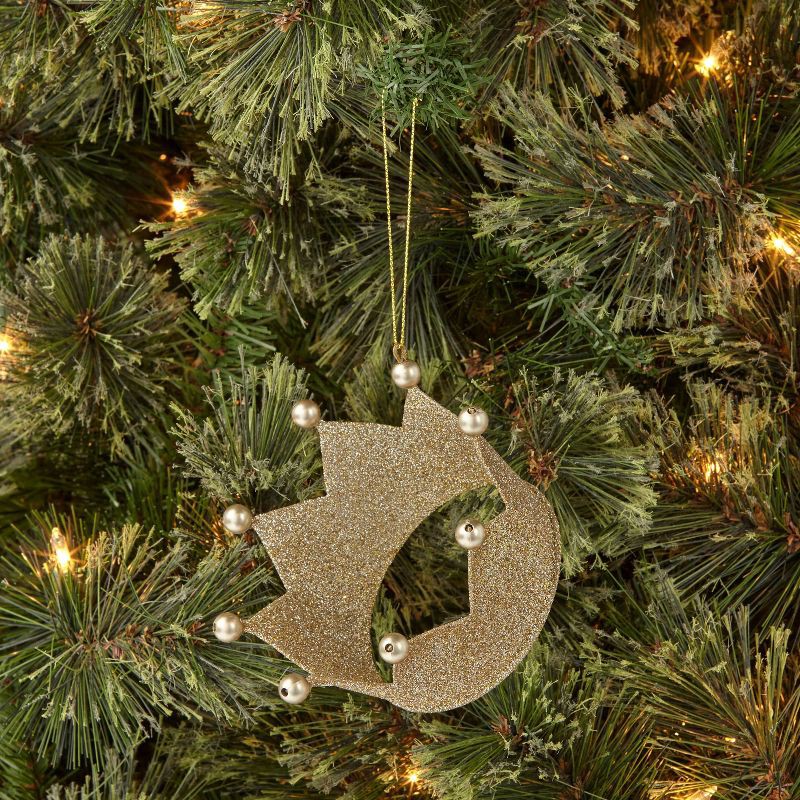 slide 2 of 3, Metal Glitter Crown Christmas Tree Ornament Gold - Wondershop™, 1 ct