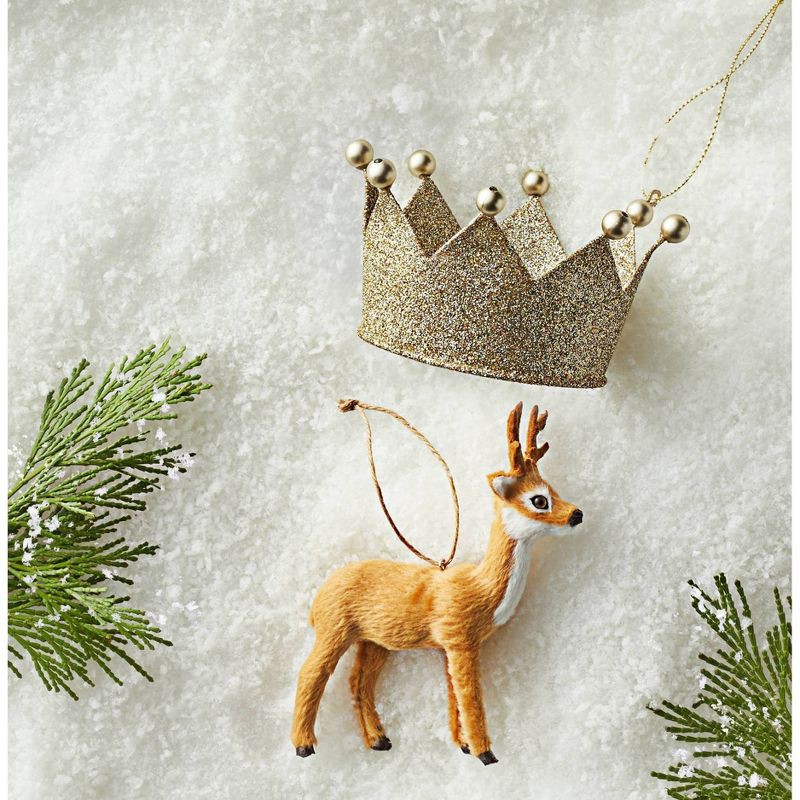 slide 3 of 3, Metal Glitter Crown Christmas Tree Ornament Gold - Wondershop™, 1 ct