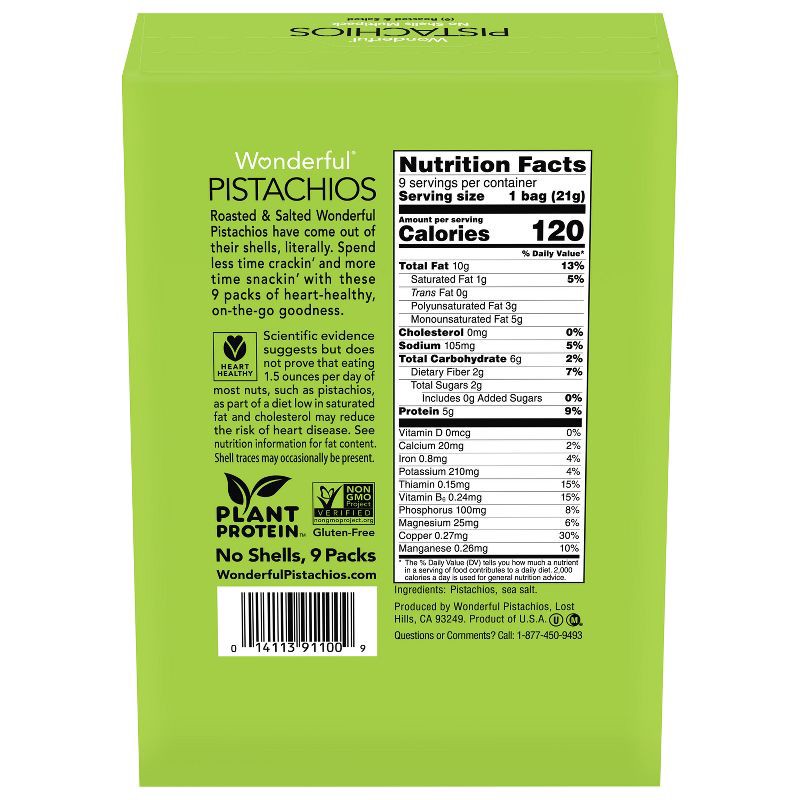 slide 2 of 3, Wonderful No shell Roasted Salted Pistachios Multipack - 0.75oz, 0.75 oz