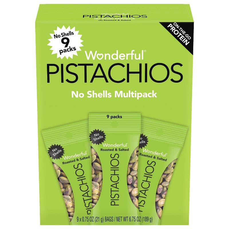 slide 1 of 8, Wonderful Pistachios No Shells Roasted & Salted Multipack - 6.75oz/9ct, 6.75 oz, 9 ct
