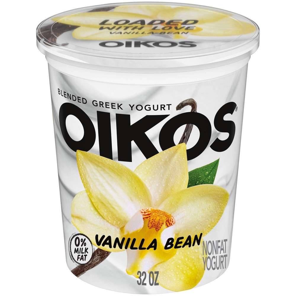 slide 3 of 7, Oikos Blended Vanilla Bean Greek Nonfat Yogurt - 32oz Tub, 32 oz