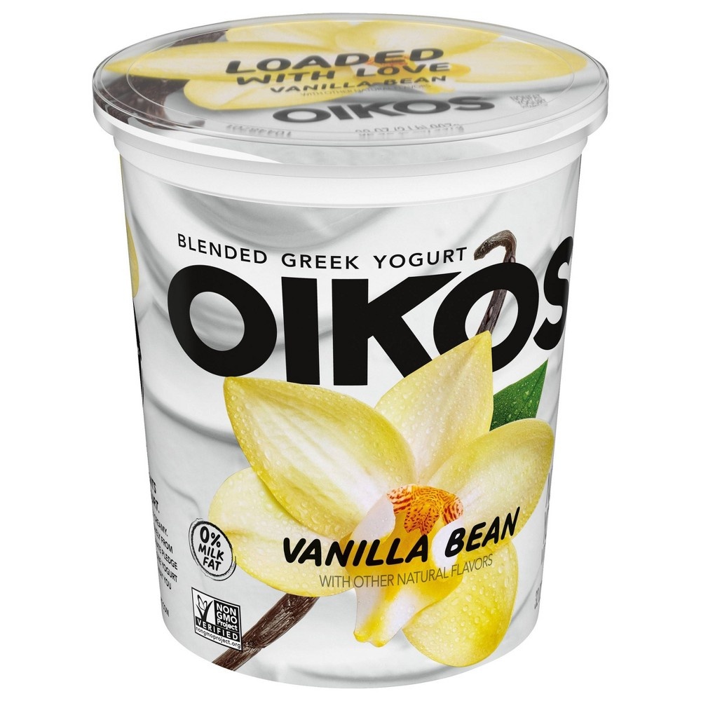 slide 2 of 7, Oikos Blended Vanilla Bean Greek Nonfat Yogurt - 32oz Tub, 32 oz