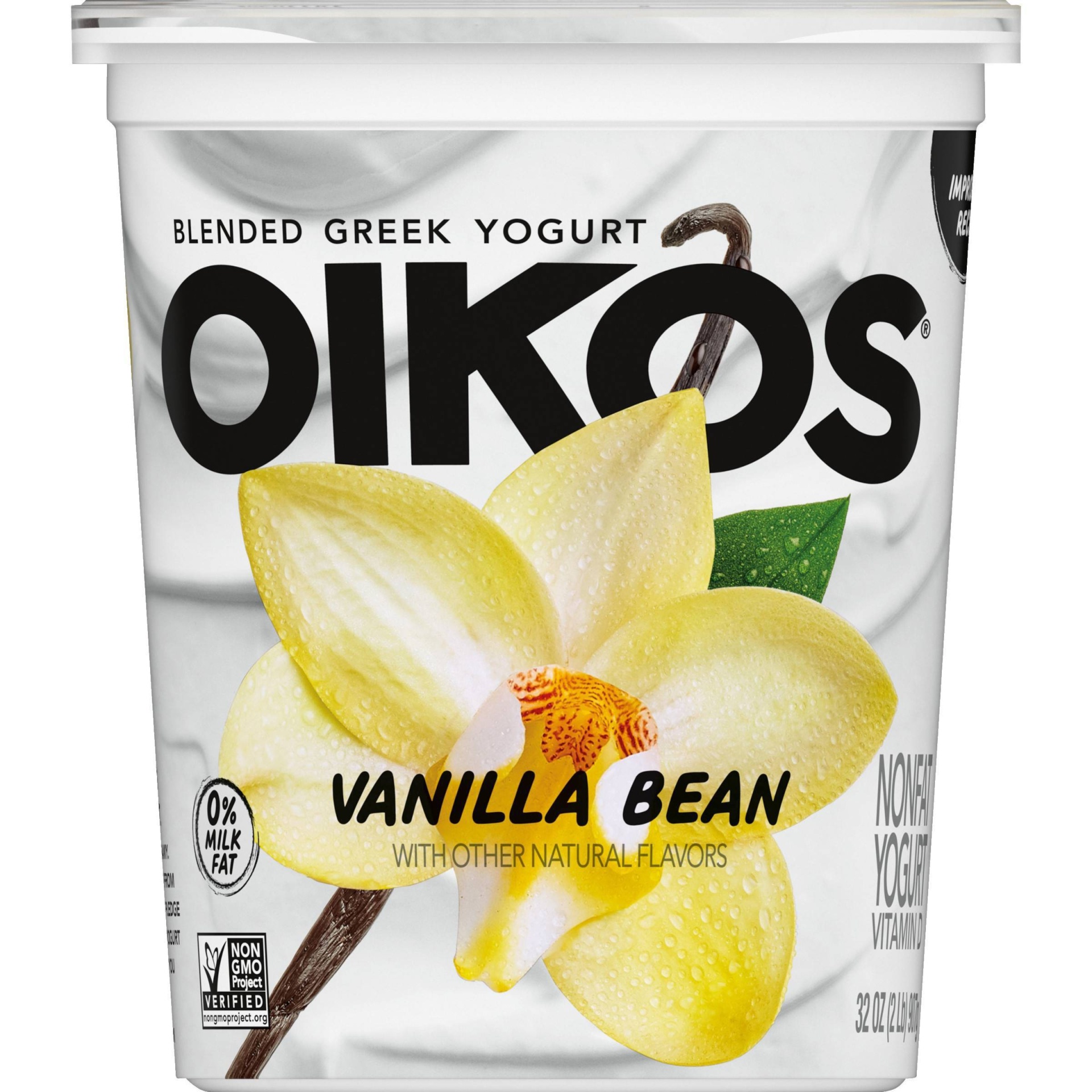 slide 1 of 7, Oikos Blended Vanilla Bean Greek Nonfat Yogurt - 32oz Tub, 32 oz