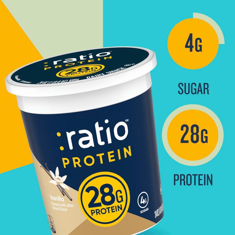 slide 2 of 7, :ratio PROTEIN Vanilla Probiotic Yogurt - 28g Protein 24oz, 28 gram, 24 oz