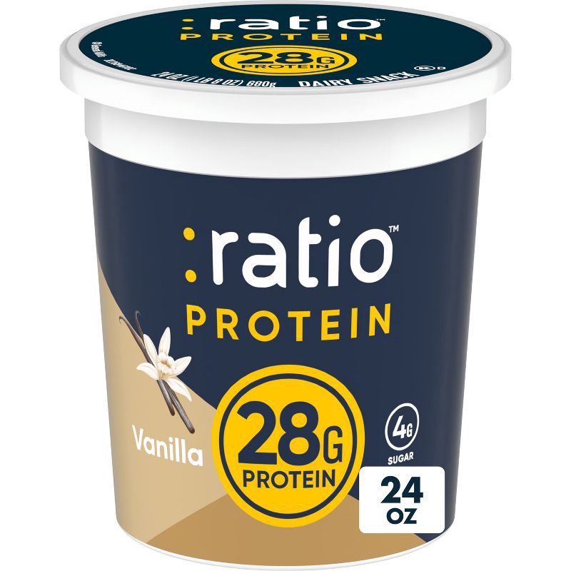 slide 1 of 7, :ratio PROTEIN Vanilla Probiotic Yogurt - 28g Protein 24oz, 28 gram, 24 oz