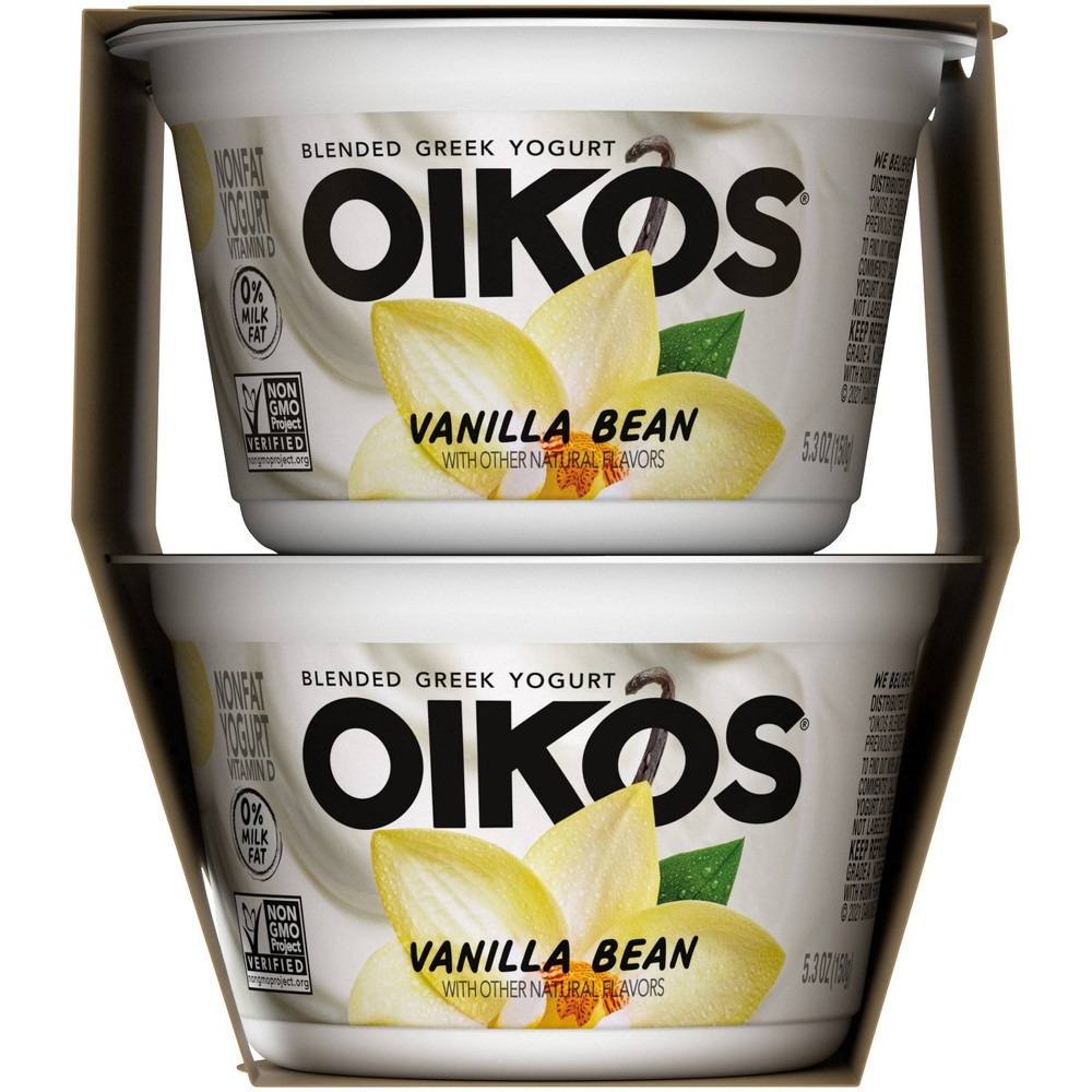 slide 4 of 7, Oikos Blended Vanilla Bean Greek Nonfat Yogurt - 4ct/5.3oz Cups, 4 ct; 5.3 oz