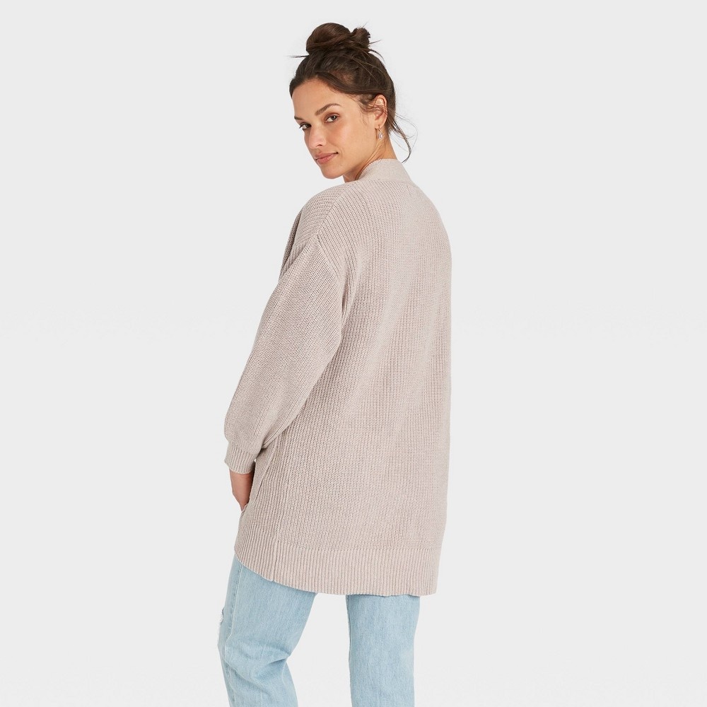 slide 2 of 3, Women's Open-Front Cardigan - Universal Thread Taupe S, 1 ct