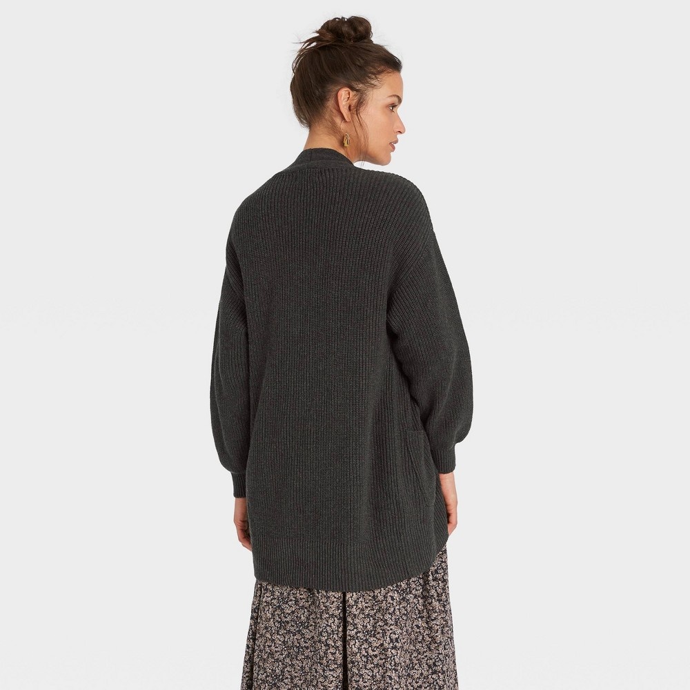 slide 2 of 3, Women's Open-Front Cardigan - Universal Thread Charcoal Heather XL, 1 ct