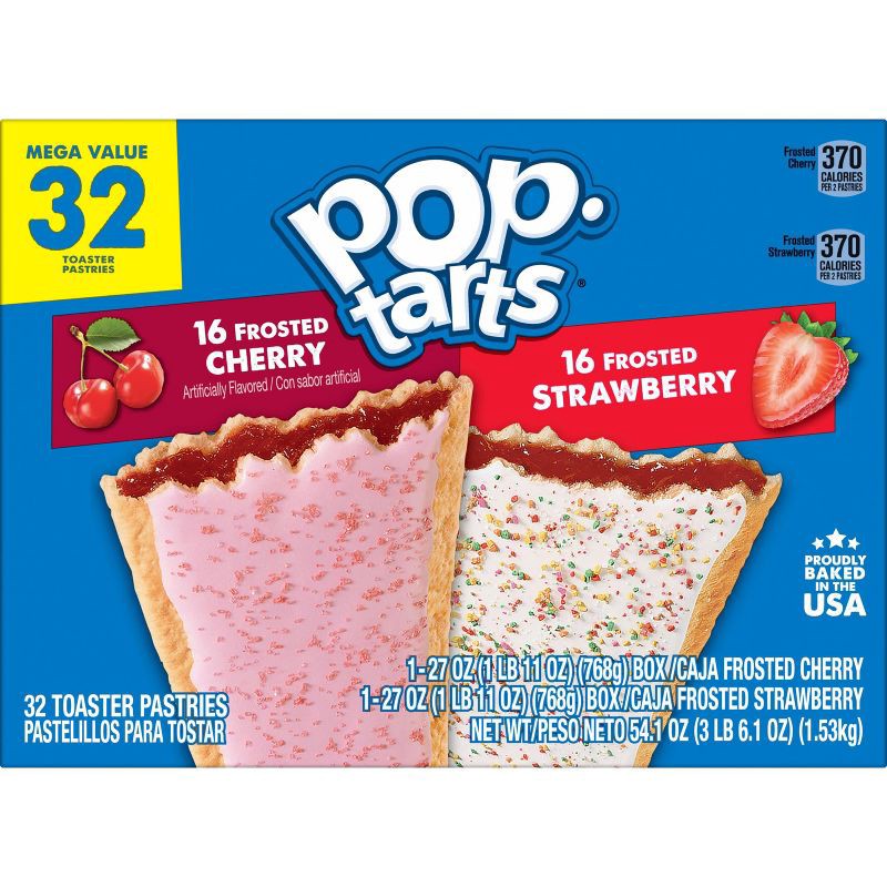 slide 2 of 8, Pop-Tarts Frosted Cherry and Frosted Strawberry Pastry Variety Pack - 32ct / 54.1oz, 32 ct, 54.1 oz