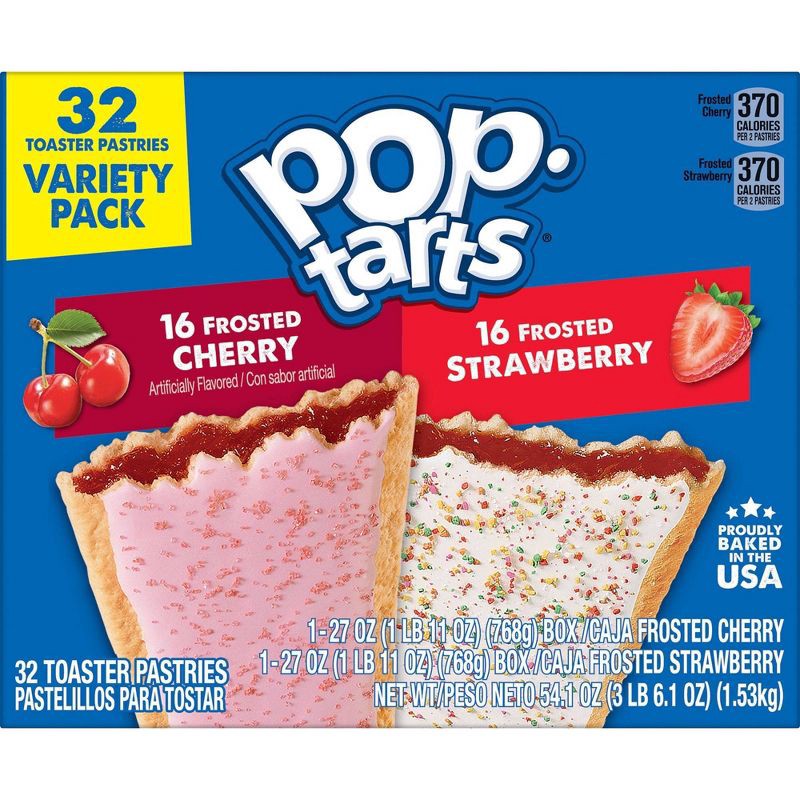 slide 5 of 8, Pop-Tarts Frosted Cherry and Frosted Strawberry Pastry Variety Pack - 32ct / 54.1oz, 32 ct, 54.1 oz