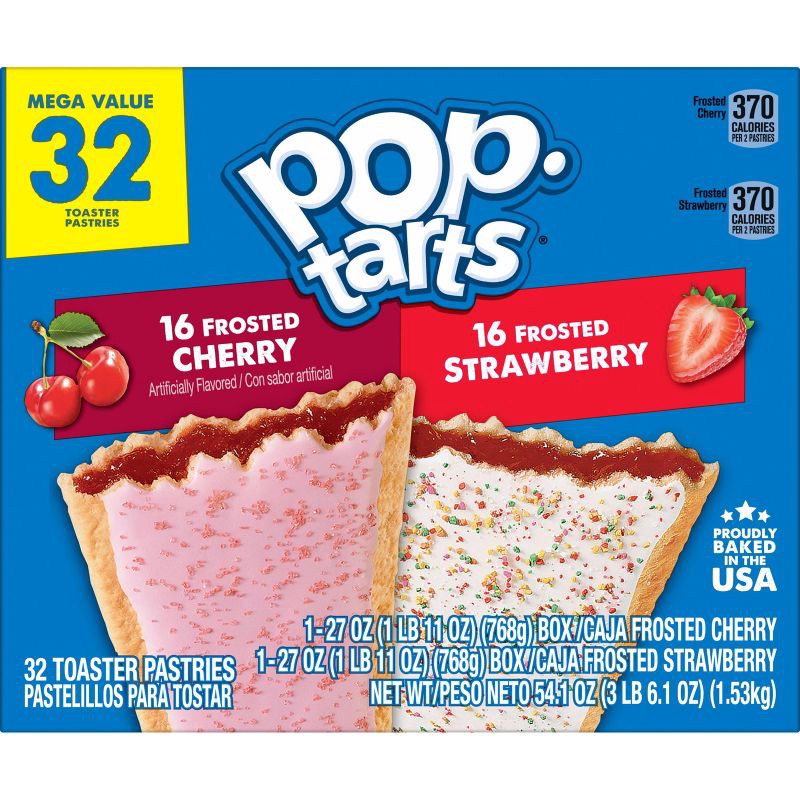 slide 7 of 8, Pop-Tarts Frosted Cherry and Frosted Strawberry Pastry Variety Pack - 32ct / 54.1oz, 32 ct, 54.1 oz