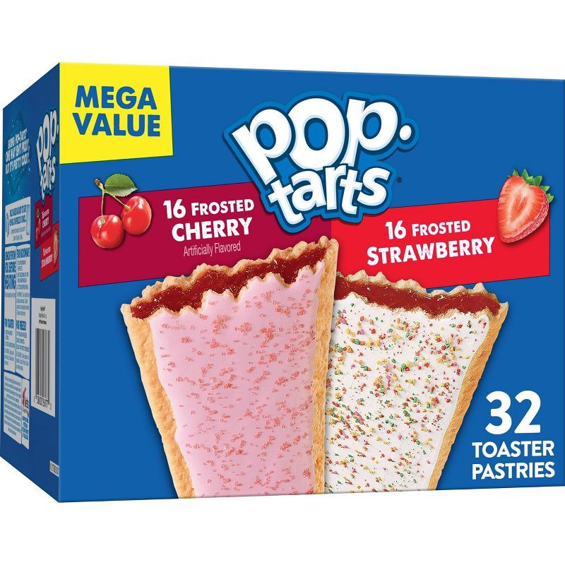 slide 1 of 9, Pop-Tarts Frosted Cherry and Frosted Strawberry Pastry Variety Pack - 32ct / 54.1oz, 32 ct, 54.1 oz