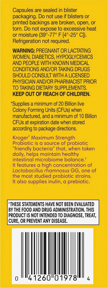 slide 2 of 6, Kroger Maximum Strength Probiotic Dietary Supplement, 30 ct