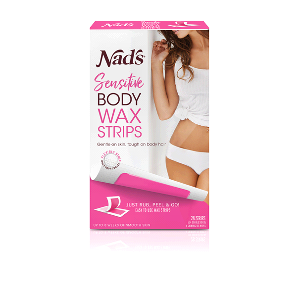 slide 1 of 1, Nad's Sensitive Body Wax Strips, 28 ct