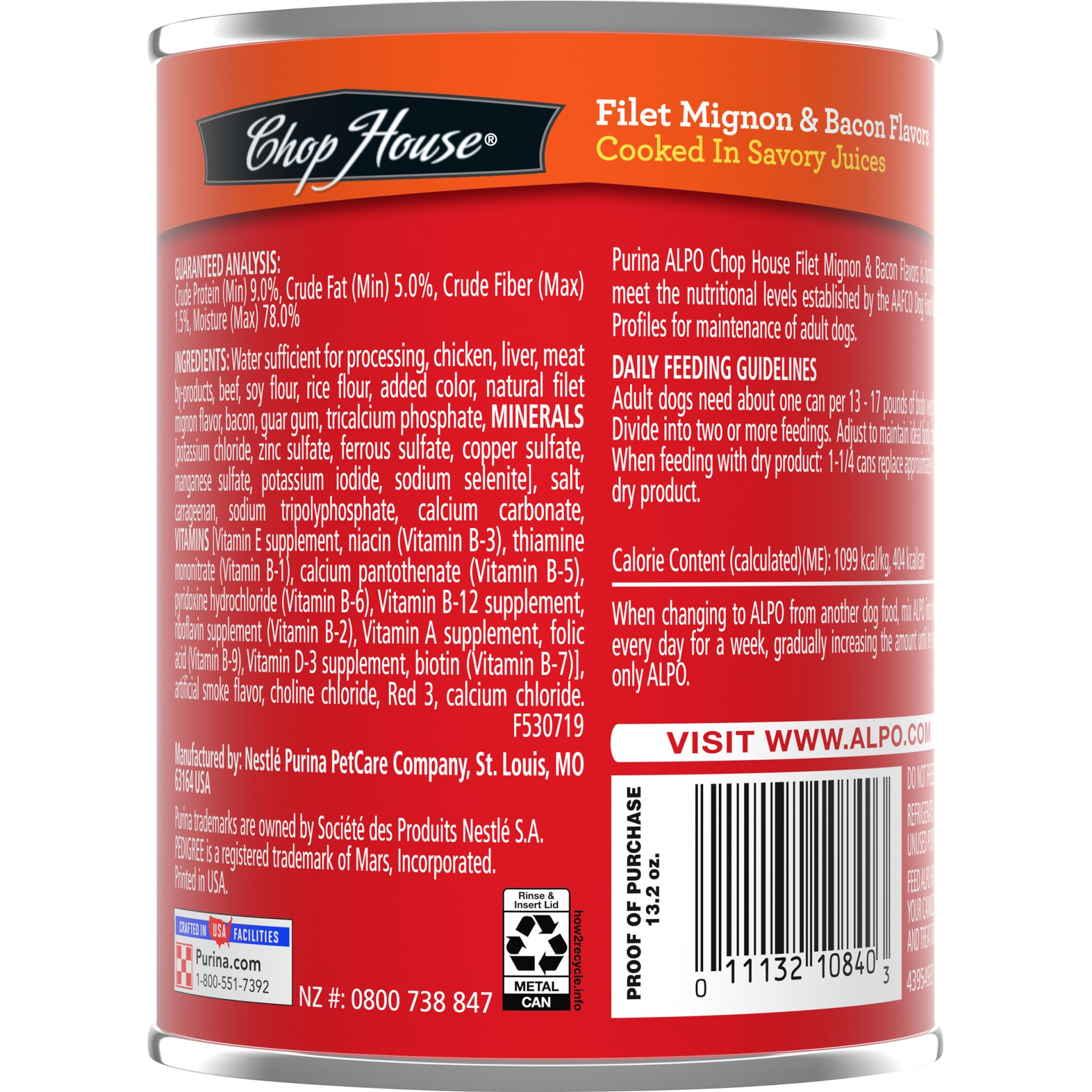 slide 7 of 8, Purina ALPO Chop House Filet Mignon & Bacon Flavors Dog Food, 13 oz