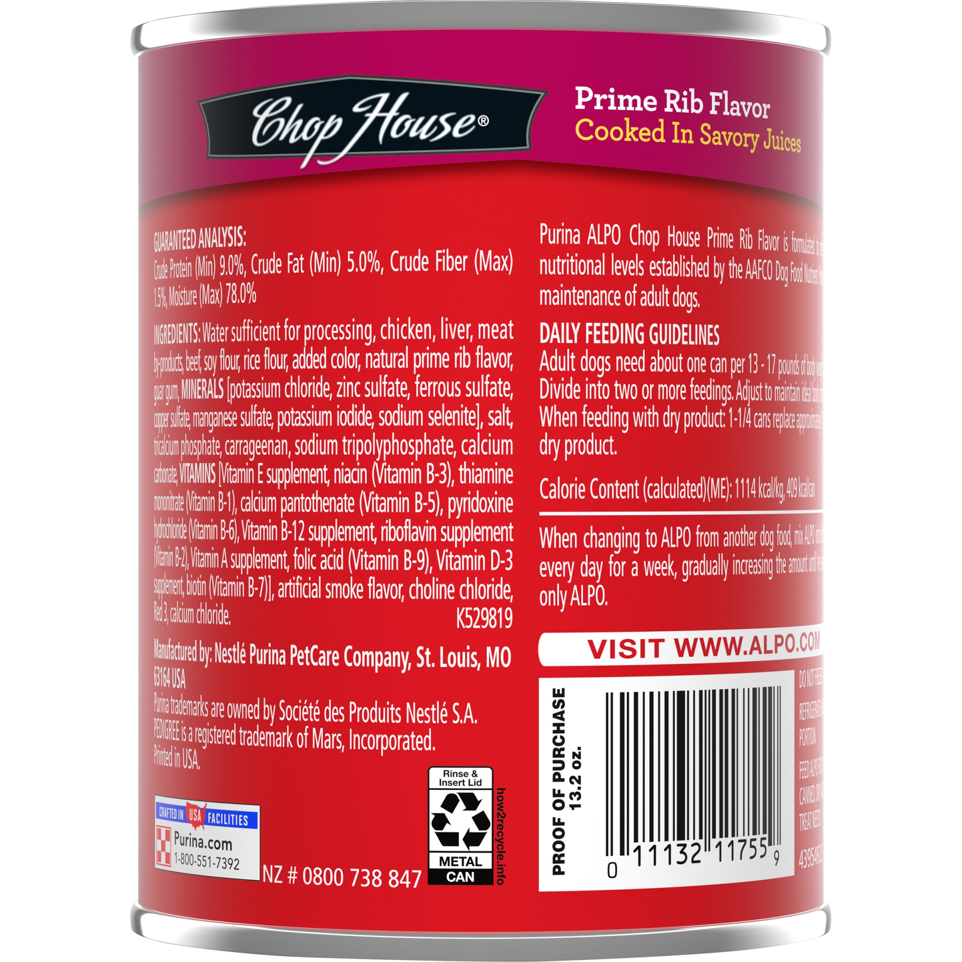 slide 7 of 7, Purina ALPO Chop House Originals Adult Dog Food - Prime Rib Flavor, 13.2 oz