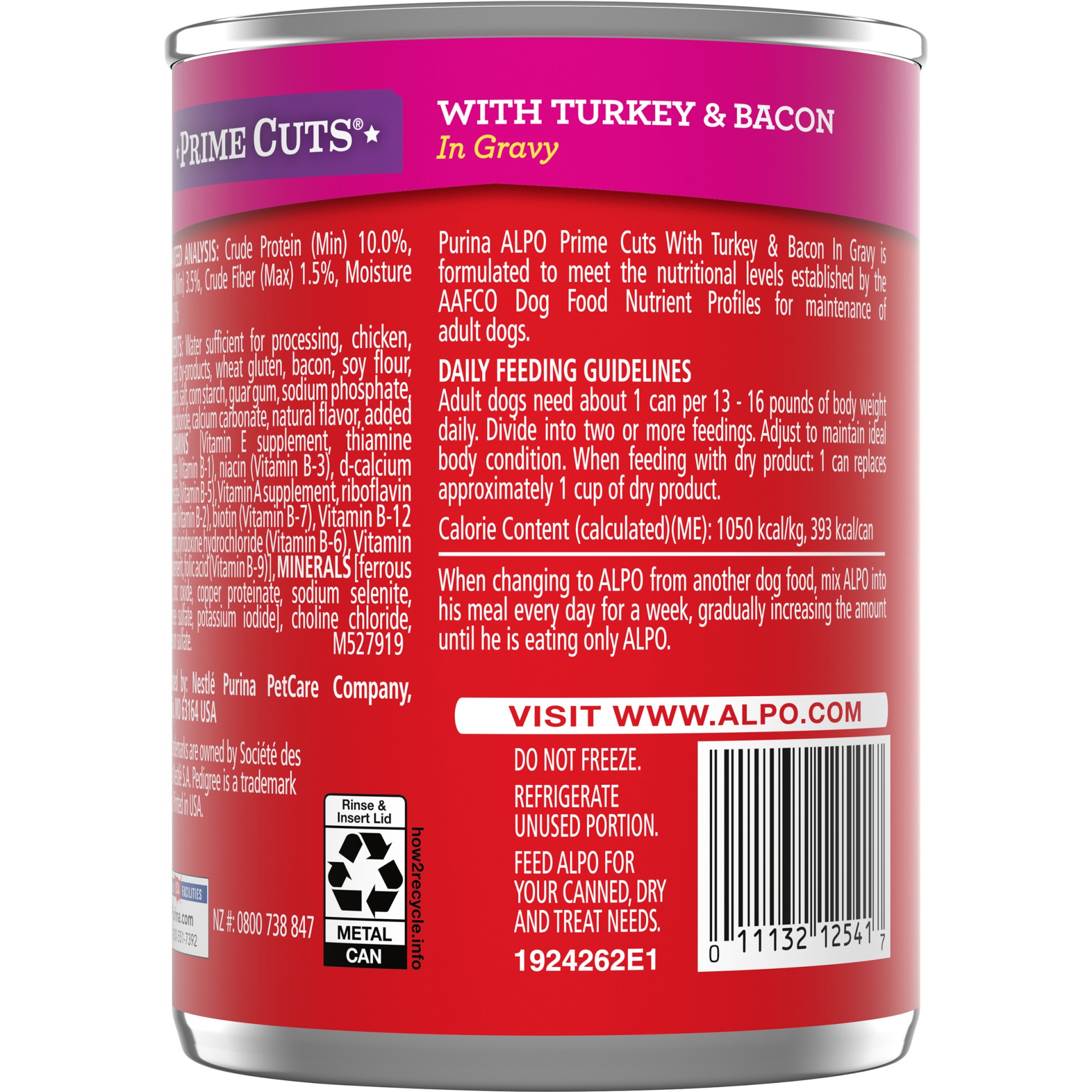 slide 2 of 7, Purina ALPO Prime Cuts with Turkey & Bacon in Gravy Dog Food, 13.2 oz