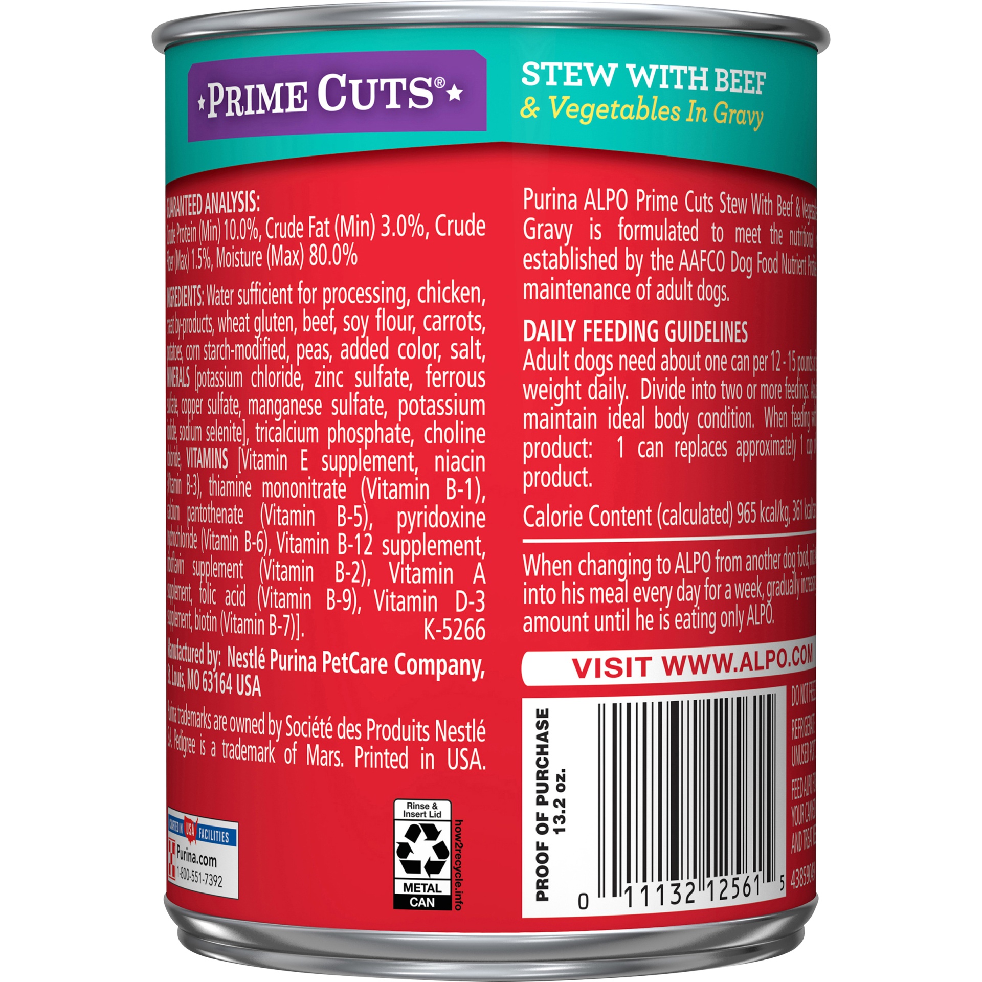 slide 4 of 7, ALPO Purina ALPO Prime Cuts Stew With Beef & Vegetables in Gravy Dog Food, 13.2 oz