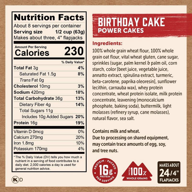 slide 2 of 7, Kodiak Cakes Protein-Packed Power Cakes Birthday Cake Pancake and Waffle Mix - 18oz, 18 oz