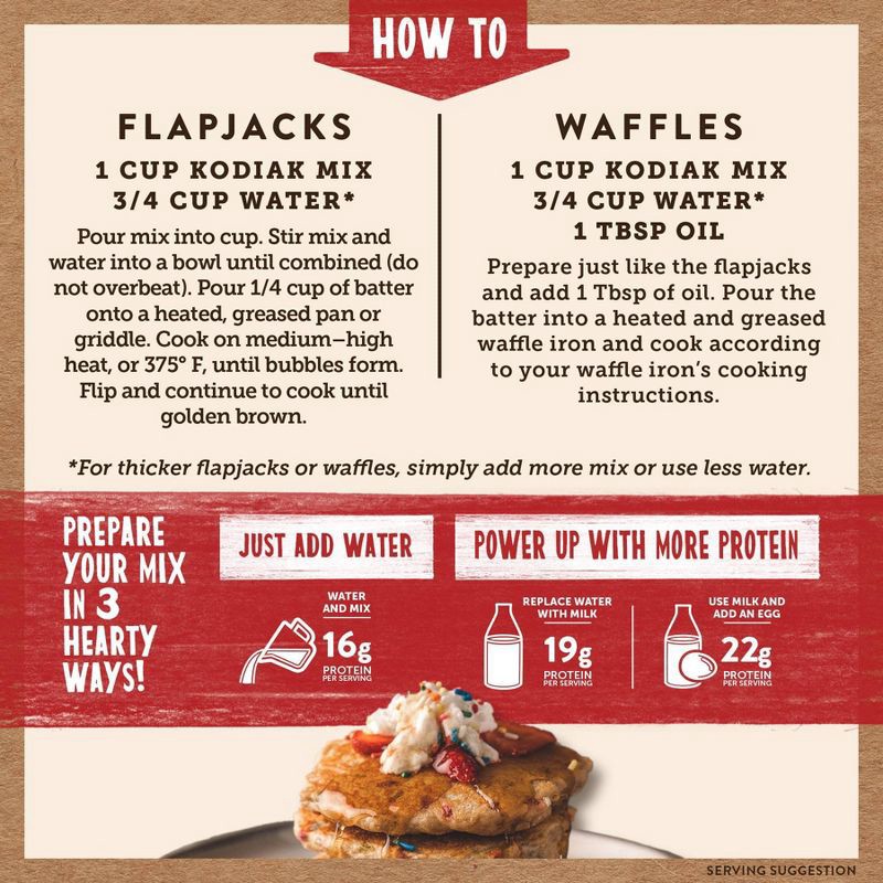 slide 6 of 7, Kodiak Cakes Protein-Packed Power Cakes Birthday Cake Pancake and Waffle Mix - 18oz, 18 oz