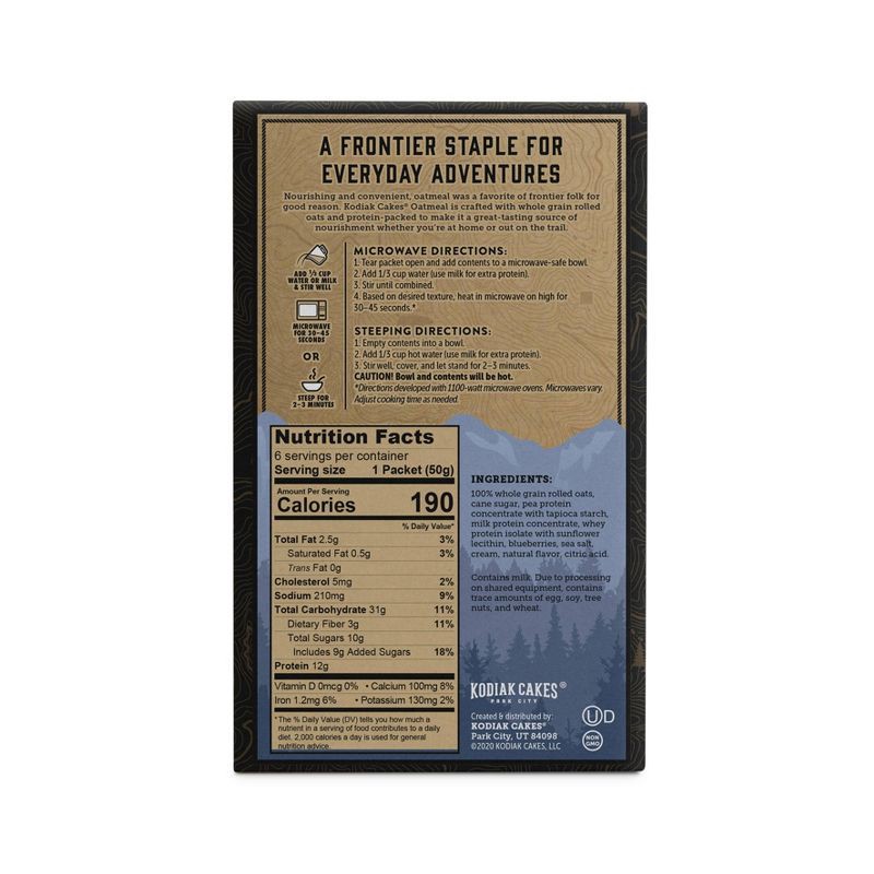 slide 2 of 5, Kodiak Cakes Kodiak Protein-Packed Instant Oatmeal Blueberries & Cream - 6ct, 6 ct