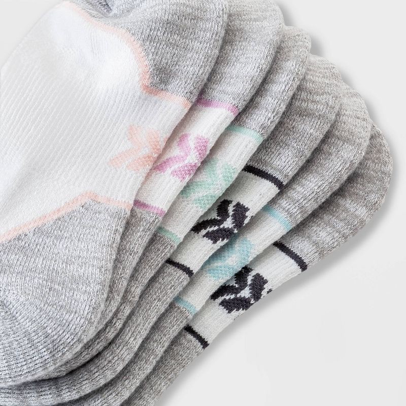 slide 3 of 3, Women's Cushioned Active Striped 6pk No Show Tab Socks - All In Motion™ White 4-10: Arch Support, Zone Cushioning, 6 ct