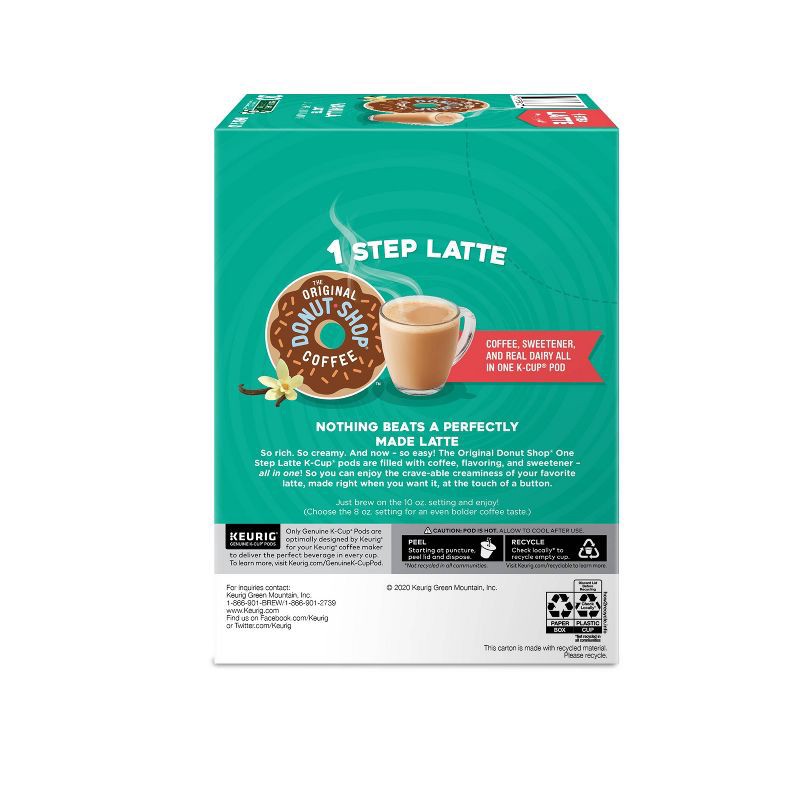 slide 13 of 13, The Original Donut Shop One Step Latte Vanilla Dark Roast- Keurig K-Cup Coffee Pods - 20ct, 20 ct