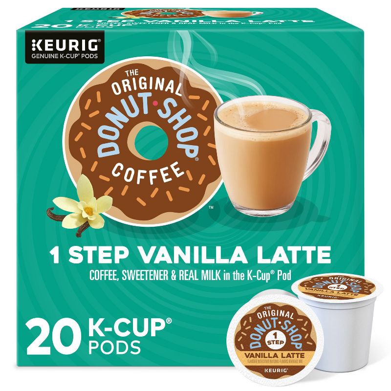 slide 1 of 13, The Original Donut Shop One Step Latte Vanilla Dark Roast- Keurig K-Cup Coffee Pods - 20ct, 20 ct