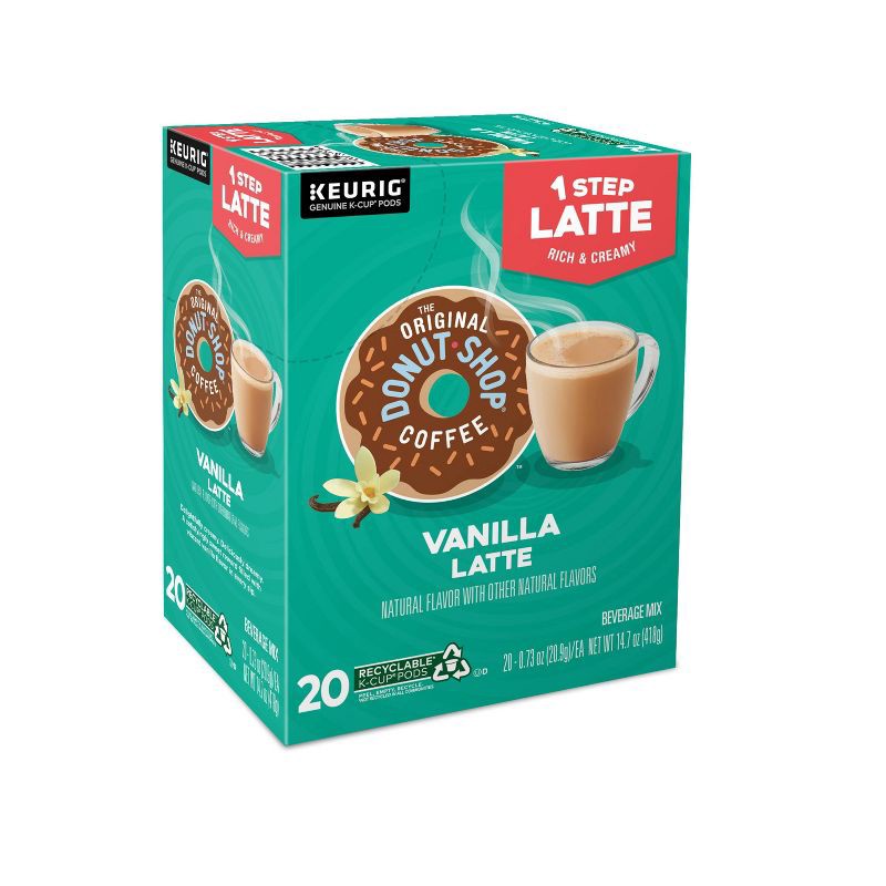 slide 9 of 13, The Original Donut Shop One Step Latte Vanilla Dark Roast- Keurig K-Cup Coffee Pods - 20ct, 20 ct