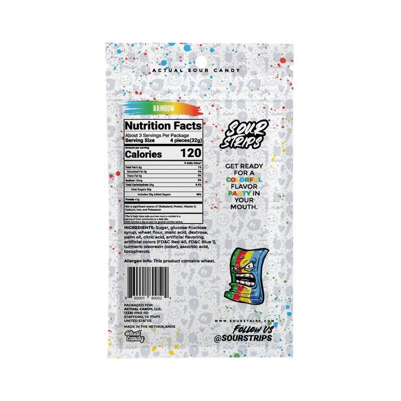 slide 2 of 4, Sour Strips Rainbow Candy - 3.4oz, 3.4 oz