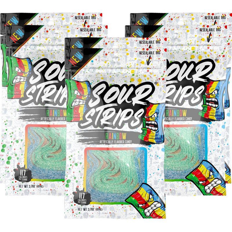 slide 3 of 4, Sour Strips Rainbow Candy - 3.4oz, 3.4 oz