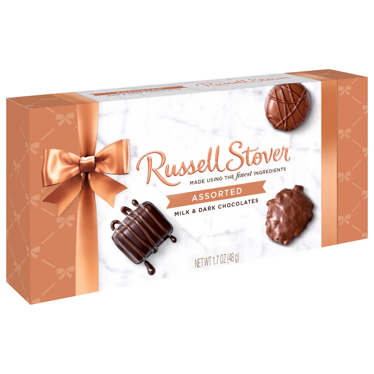 slide 8 of 8, RUSSELL STOVER Assorted Milk & Dark Chocolate Trial Size Gift Box, 1.7 oz. (˜ 3 pieces), 1.7 oz