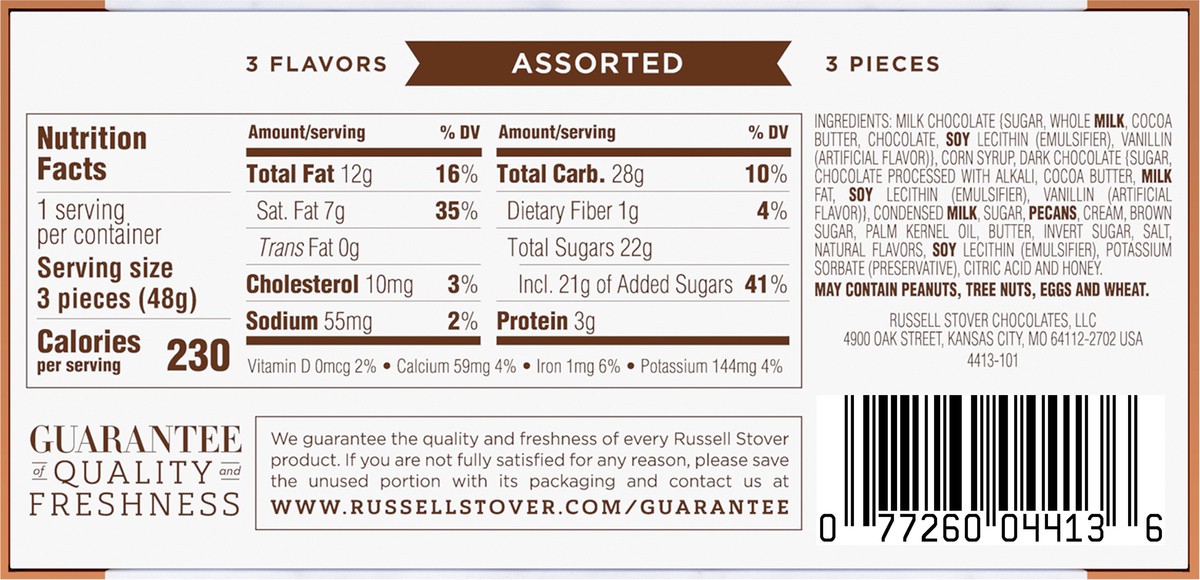 slide 6 of 8, RUSSELL STOVER Assorted Milk & Dark Chocolate Trial Size Gift Box, 1.7 oz. (˜ 3 pieces), 1.7 oz