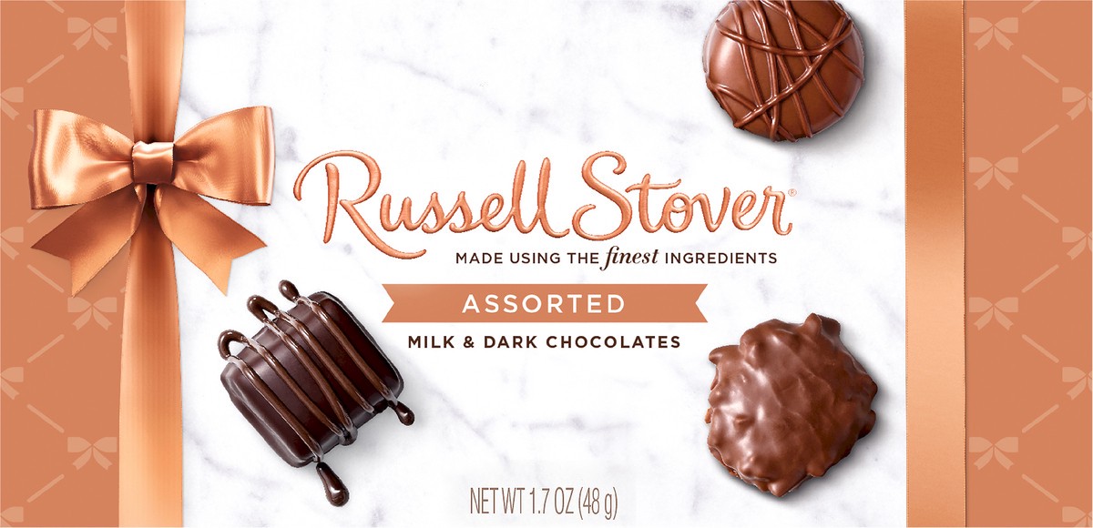 slide 7 of 8, RUSSELL STOVER Assorted Milk & Dark Chocolate Trial Size Gift Box, 1.7 oz. (˜ 3 pieces), 1.7 oz