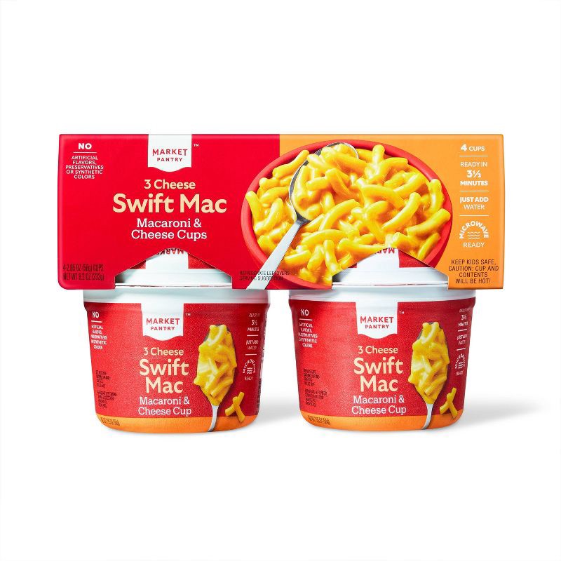slide 1 of 4, Swift 3 Cheese Mac and Cheese Microwavable Cups - 4ct - Market Pantry™, 4 ct