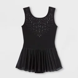 Girls' Dancewear Tank Leotard with Skirt - Cat & Jack™ Black L: Scoopneck, Sleeveless, Drop Waist