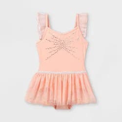 Girls' Dancewear Cami Flutter Sleeve Leotard with Skirt - Cat & Jack™ Pink M